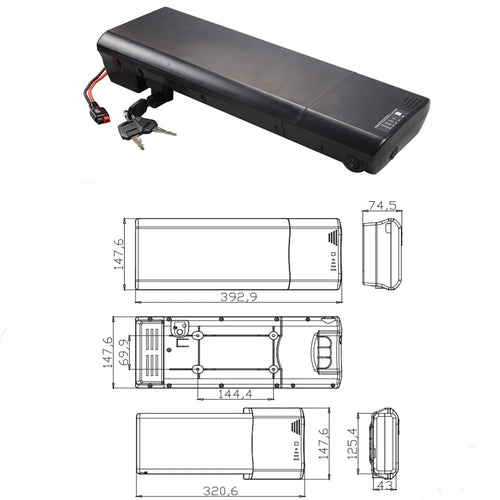 36V Replacement E - Bike Battery – 9Ah/10Ah Urban Rear Rack Pack for 250W Motors - All Service
