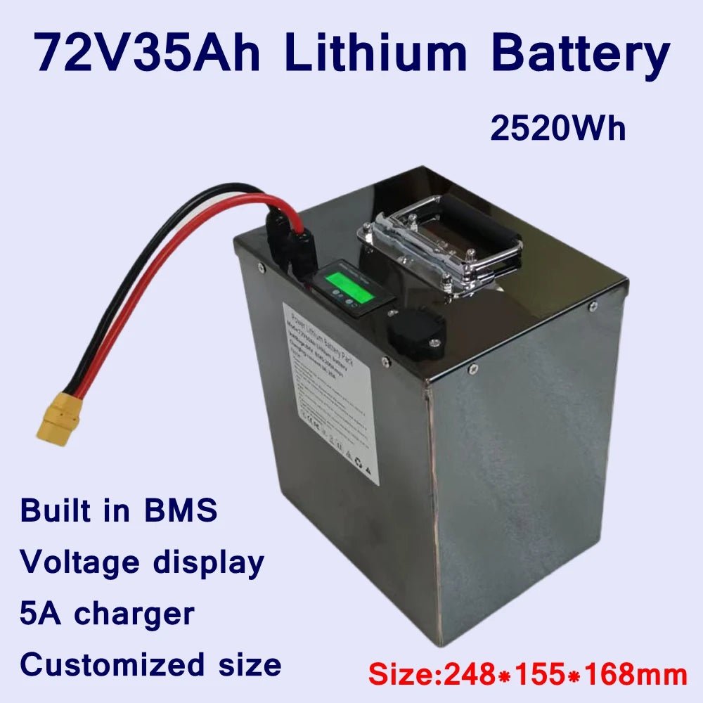72V 35Ah High - Power Lithium E - Bike Battery Pack – BMS for 3000W–7000W Motors + 5A Charger - All Service