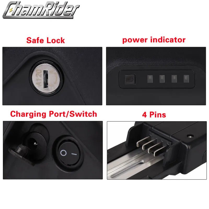 Chamrider E - Bike Down Tube Battery Box – 36V/48V, 10S4P/13S3P with 21700 Cells & Nickel Strips - All Service