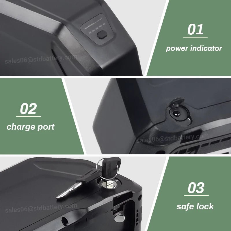 Downtube Hailong E - Bike Battery – 36V/48V/52V Li - Ion for 250W–1000W Motors - All Service