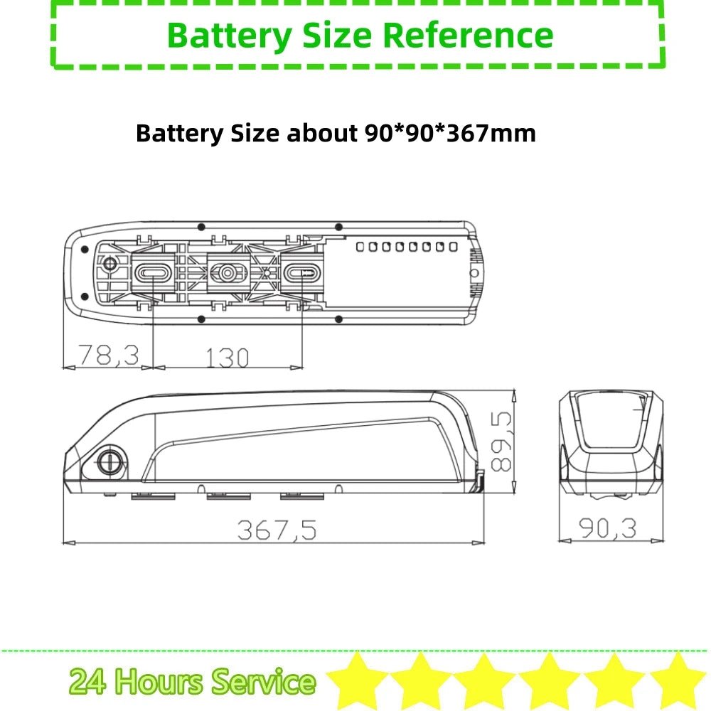 Hailong E - Bike Battery 36V/48V – Compatible with Eleglide M1 Plus, Lifebike, Ecotric & More - All Service