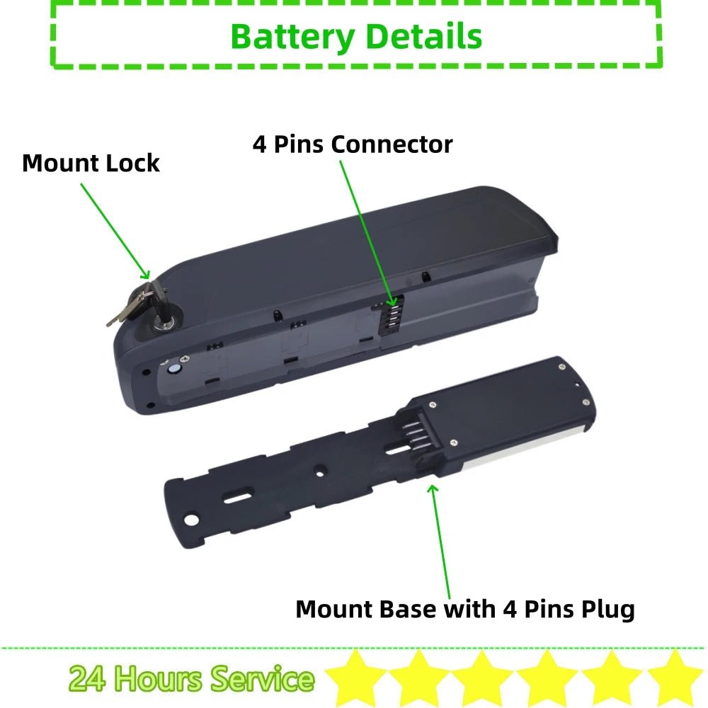 Hailong E - Bike Battery 36V/48V – Compatible with Eleglide M1 Plus, Lifebike, Ecotric & More - All Service