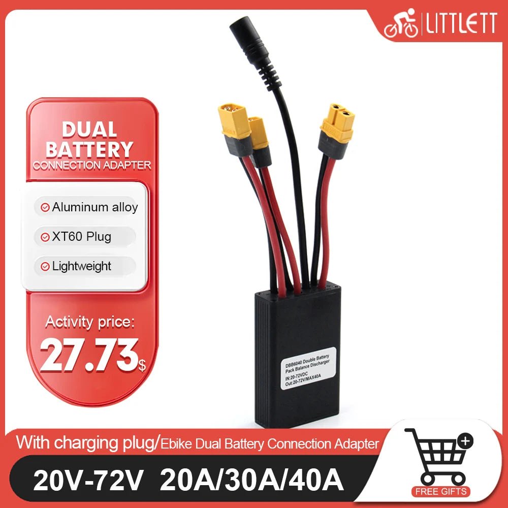 LITTLE TT Dual Battery Balanced Discharge Module – 20A/30A/40A for 20V–72V E - Bikes with Charging Plug - All Service
